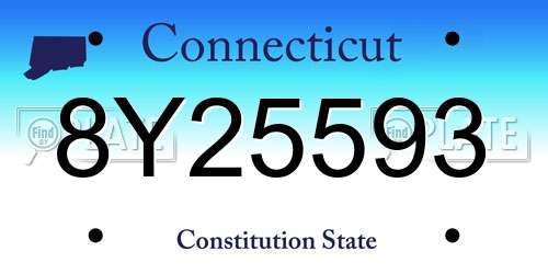 8Y25593 Connecticut License Plate