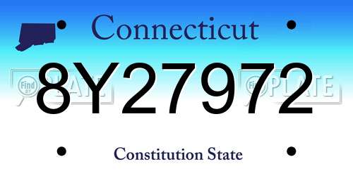8Y27972 Connecticut License Plate