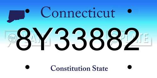 8Y33882 Connecticut License Plate