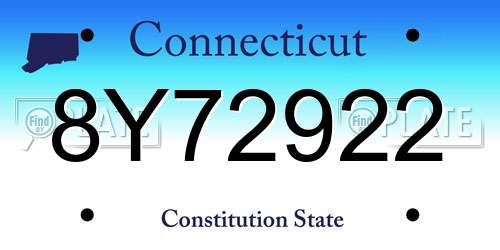 8Y72922 Connecticut License Plate