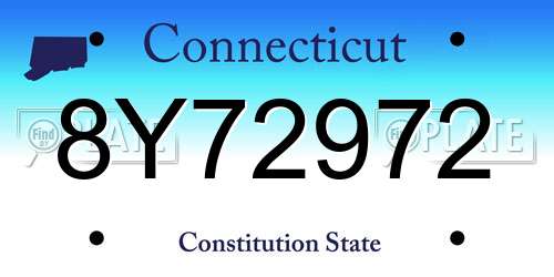 8Y72972 Connecticut License Plate