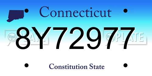 8Y72977 Connecticut License Plate