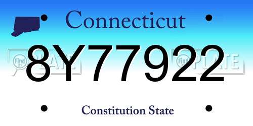 8Y77922 Connecticut License Plate