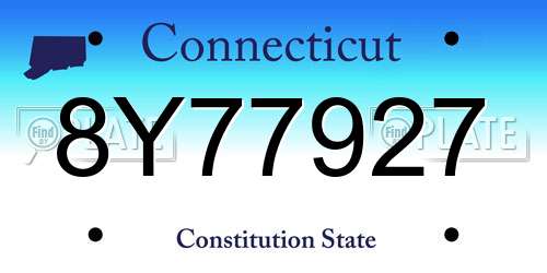 8Y77927 Connecticut License Plate