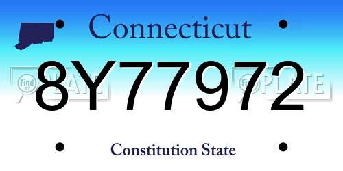 8Y77972 Connecticut License Plate