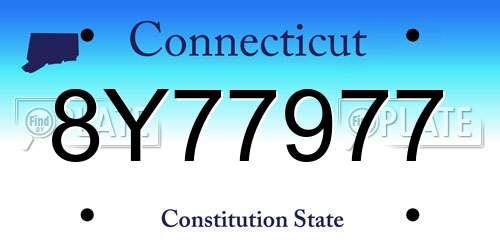 8Y77977 Connecticut License Plate