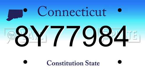 8Y77984 Connecticut License Plate
