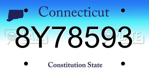8Y78593 Connecticut License Plate