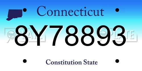 8Y78893 Connecticut License Plate