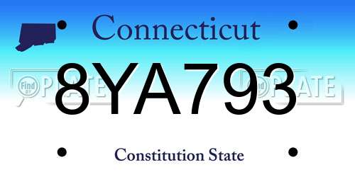 8YA793 Connecticut License Plate