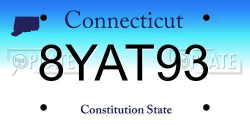 8YAT93 Connecticut License Plate