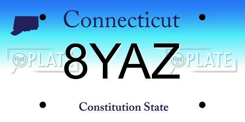8YAZ Connecticut License Plate