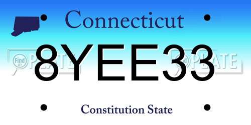 8YEE33 Connecticut License Plate