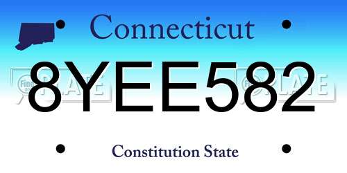 8YEE582 Connecticut License Plate