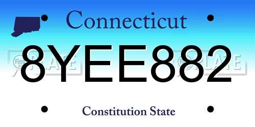 8YEE882 Connecticut License Plate