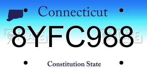 8YFC988 Connecticut License Plate