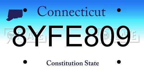 8YFE809 Connecticut License Plate