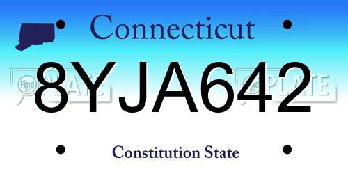 8YJA642 Connecticut License Plate