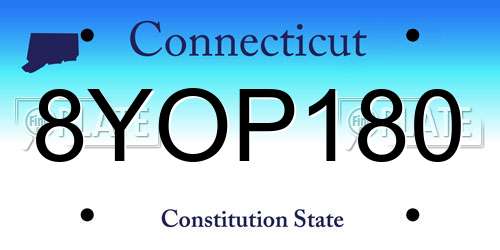 8YOP180 Connecticut License Plate