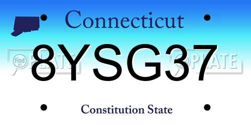 8YSG37 Connecticut License Plate