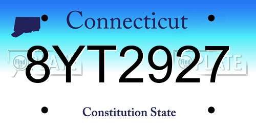 8YT2927 Connecticut License Plate
