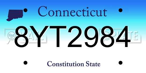 8YT2984 Connecticut License Plate