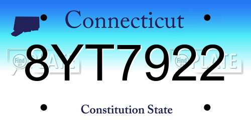 8YT7922 Connecticut License Plate