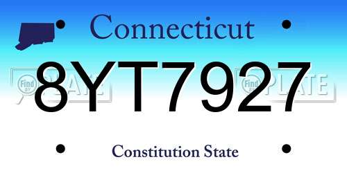 8YT7927 Connecticut License Plate