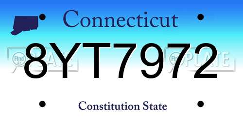 8YT7972 Connecticut License Plate