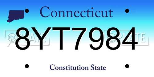 8YT7984 Connecticut License Plate