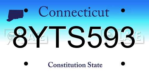 8YTS593 Connecticut License Plate