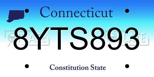 8YTS893 Connecticut License Plate