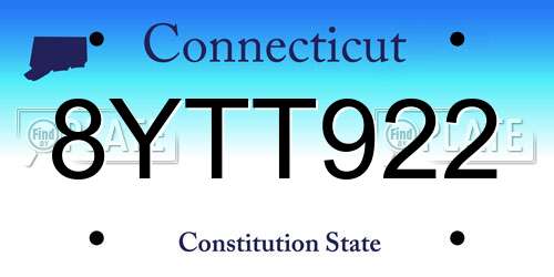 8YTT922 Connecticut License Plate