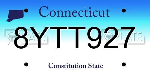 8YTT927 Connecticut License Plate