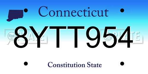 8YTT954 Connecticut License Plate