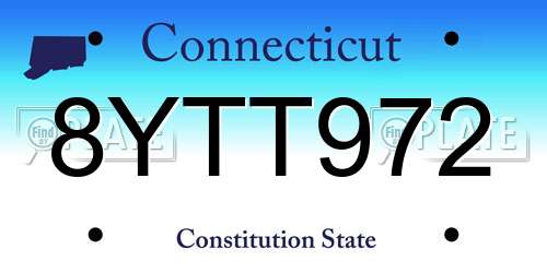 8YTT972 Connecticut License Plate