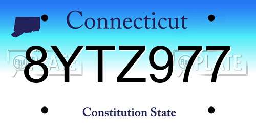 8YTZ977 Connecticut License Plate