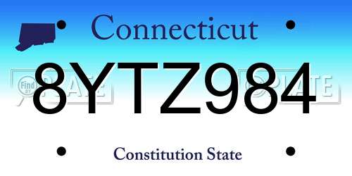 8YTZ984 Connecticut License Plate