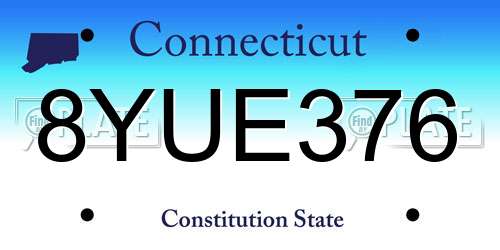 8YUE376 Connecticut License Plate