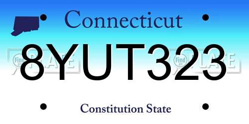 8YUT323 Connecticut License Plate