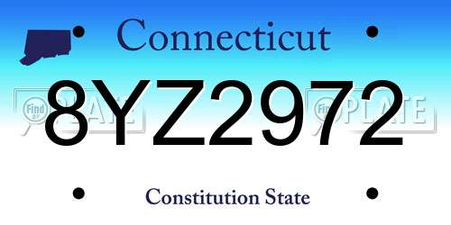 8YZ2972 Connecticut License Plate