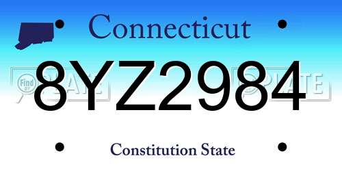 8YZ2984 Connecticut License Plate