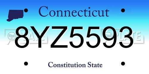 8YZ5593 Connecticut License Plate