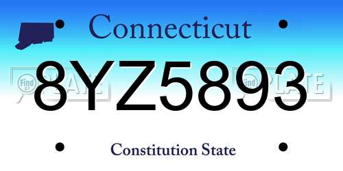 8YZ5893 Connecticut License Plate