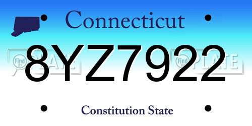 8YZ7922 Connecticut License Plate