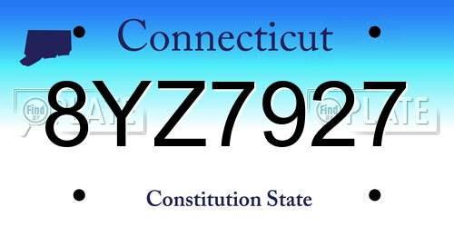 8YZ7927 Connecticut License Plate