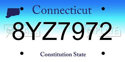 8YZ7972 Connecticut License Plate