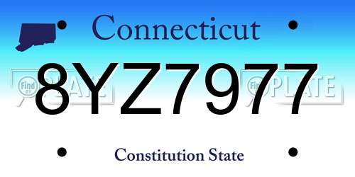 8YZ7977 Connecticut License Plate