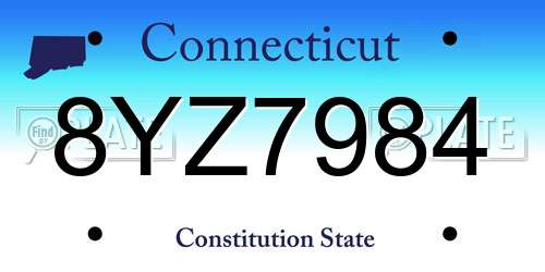 8YZ7984 Connecticut License Plate