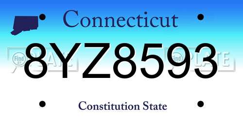 8YZ8593 Connecticut License Plate